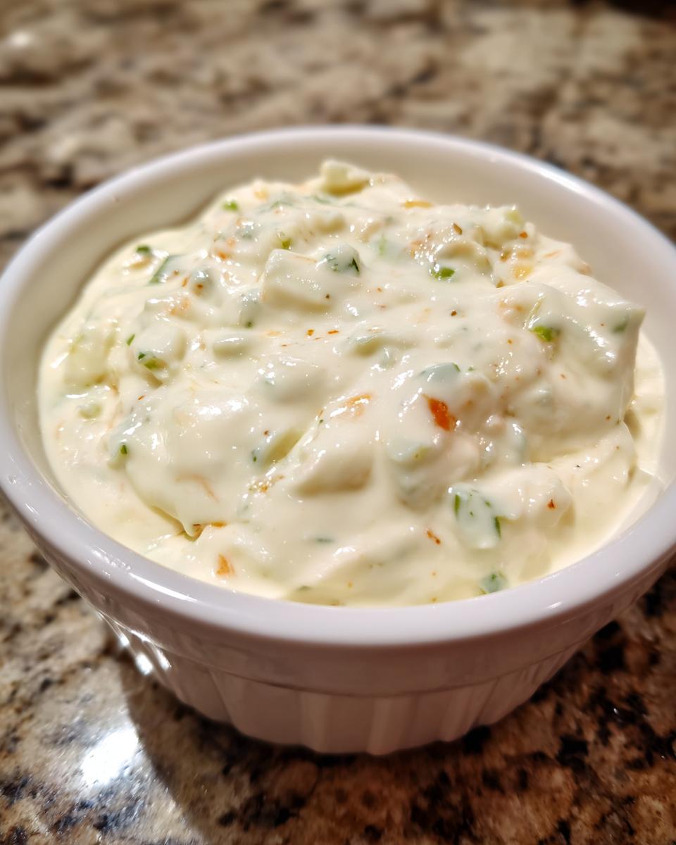 Close-up of a creamy, chunky cheese dip with visible green and orange vegetable pieces in a white bowl.