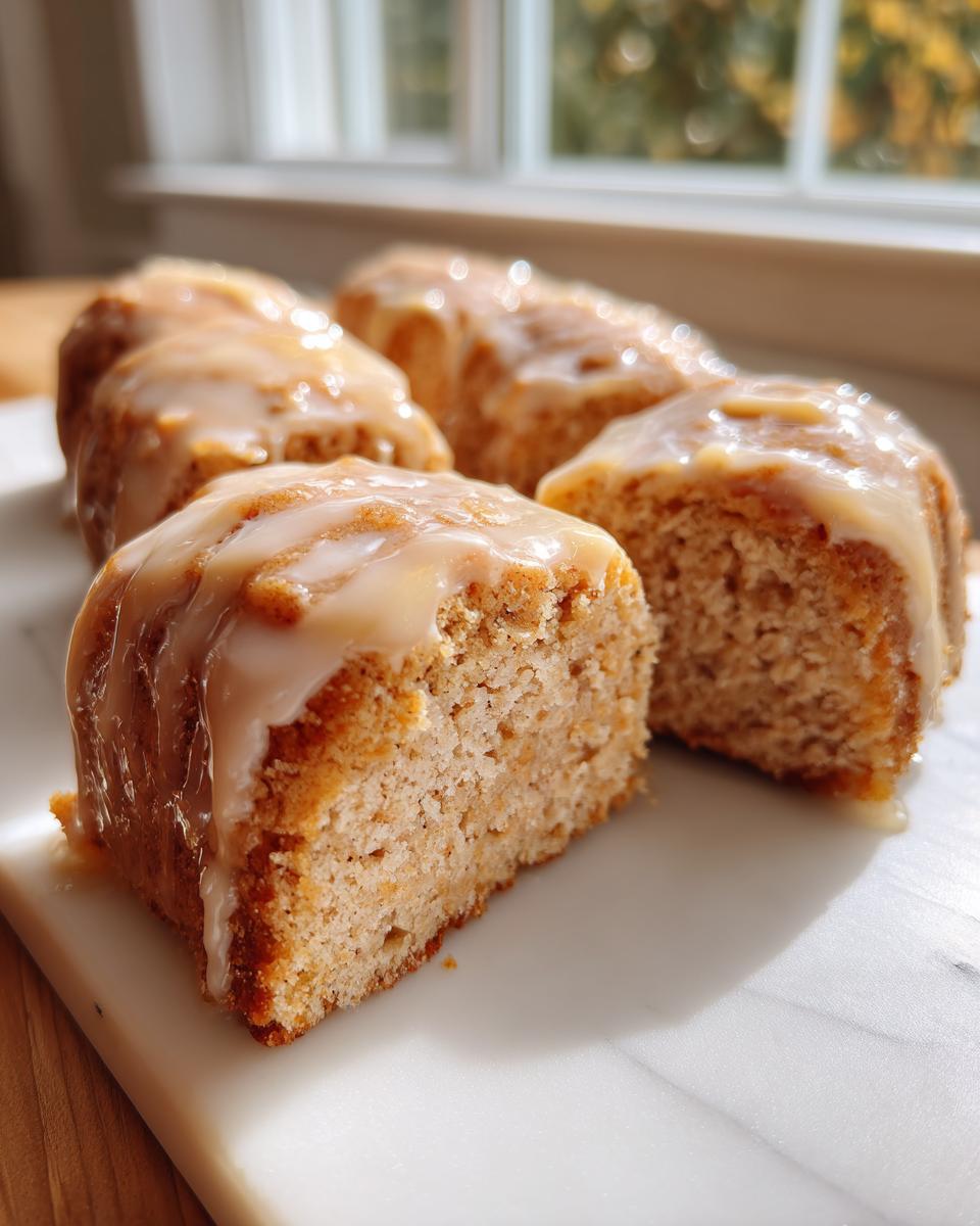 A close-up of soft maple donut bars, one cut in half showing the texture, covered in a thick maple glaze.