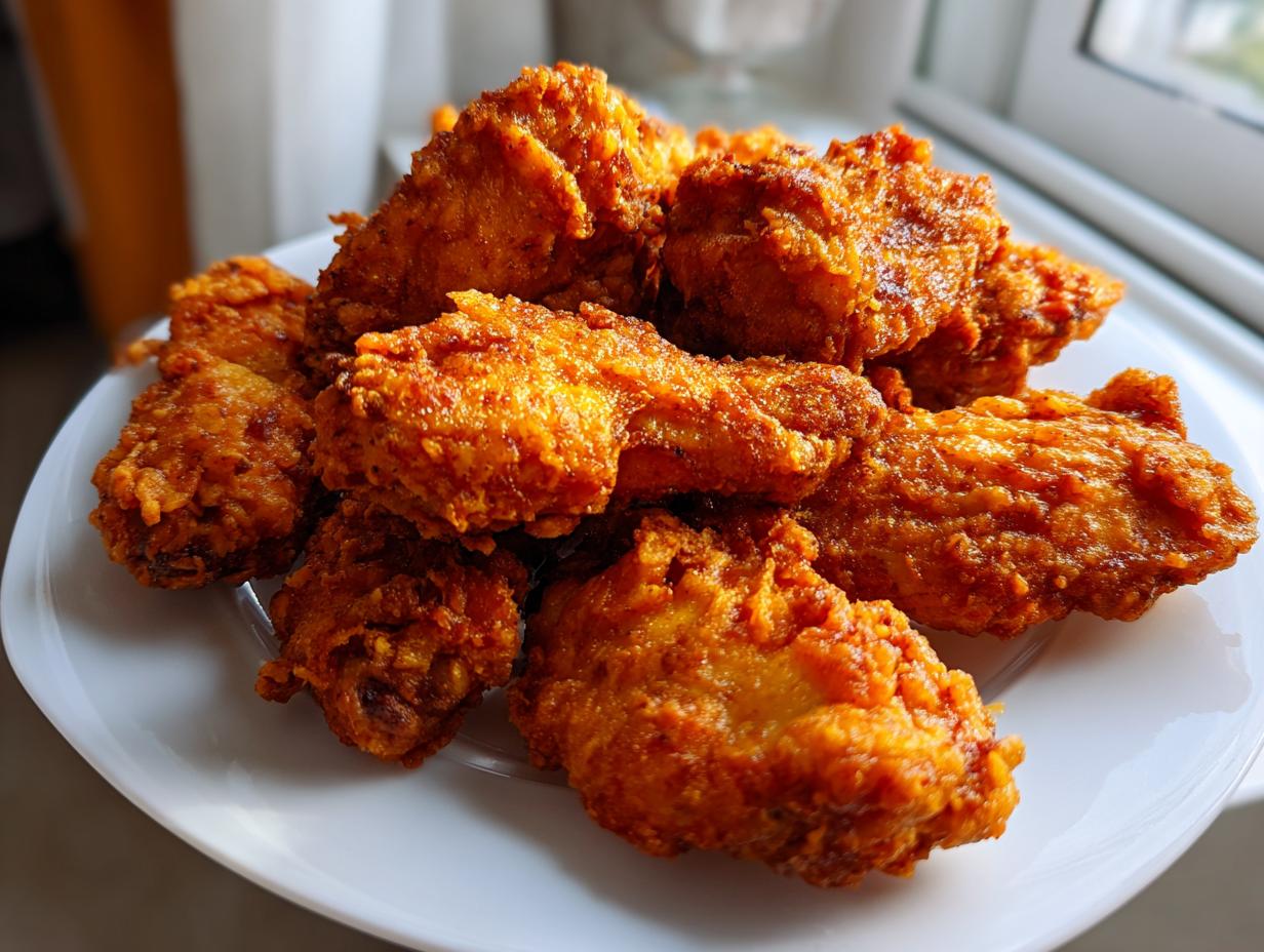 A pile of golden brown, crispy air fryer chicken wings stacked on a white plate.