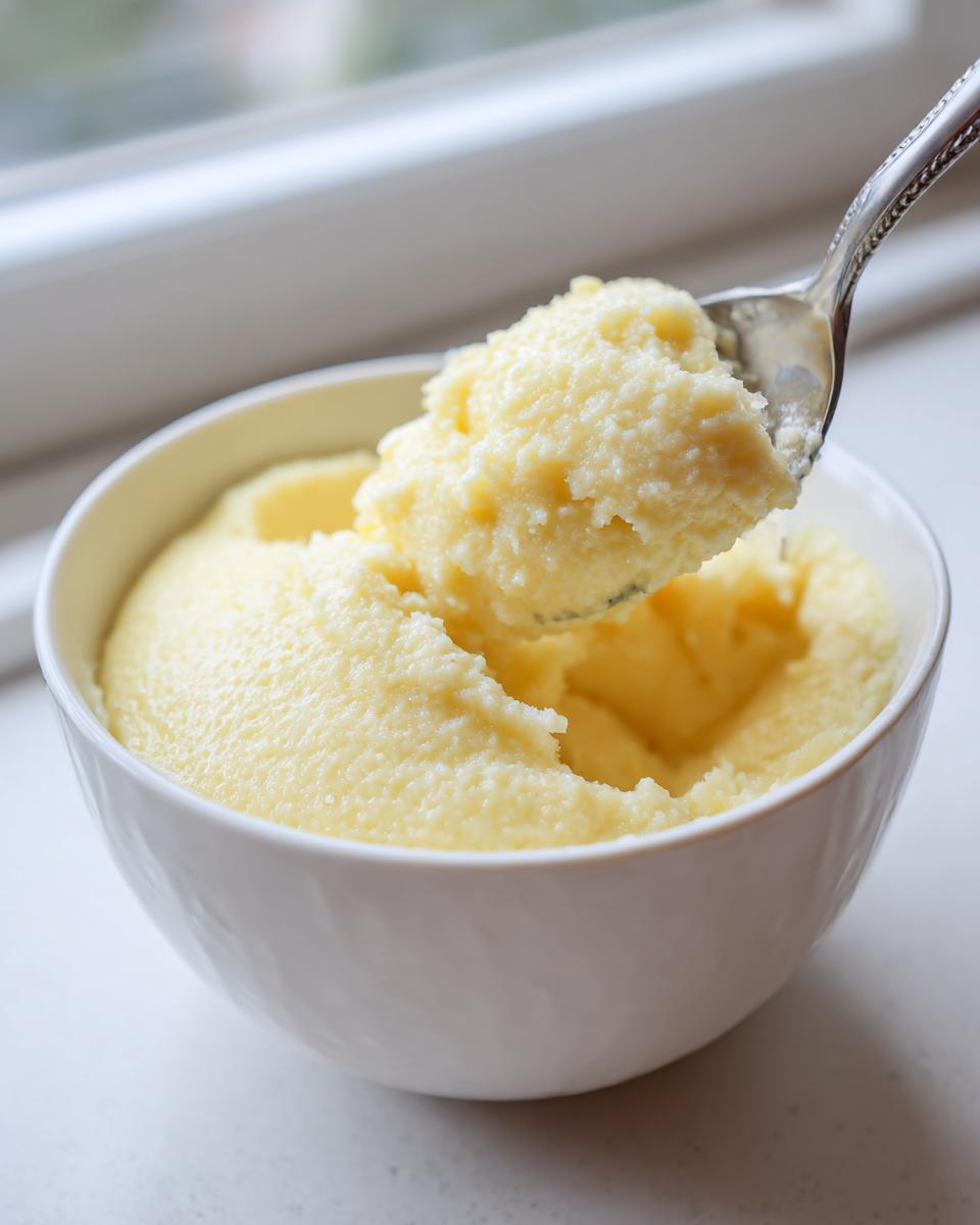 A spoonful of thick, creamy homemade vanilla pudding being lifted from a white bowl.